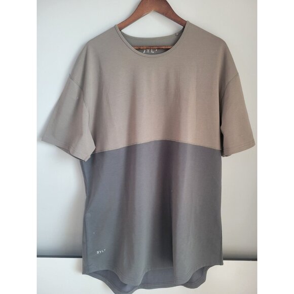 BYLT Mens XXL Premium Basic Drop Cut Gray Crewneck Colorblock T-Shirt 2XL - Picture 1 of 4
